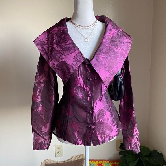 Vintage magenta floral blouse - Picture 5 of 8